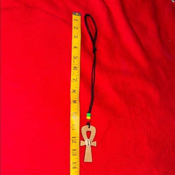 Wooden Ankh Pendant Necklace with Beads - Picture 5 of 5